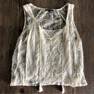 American Eagle boho sheer geometric tank